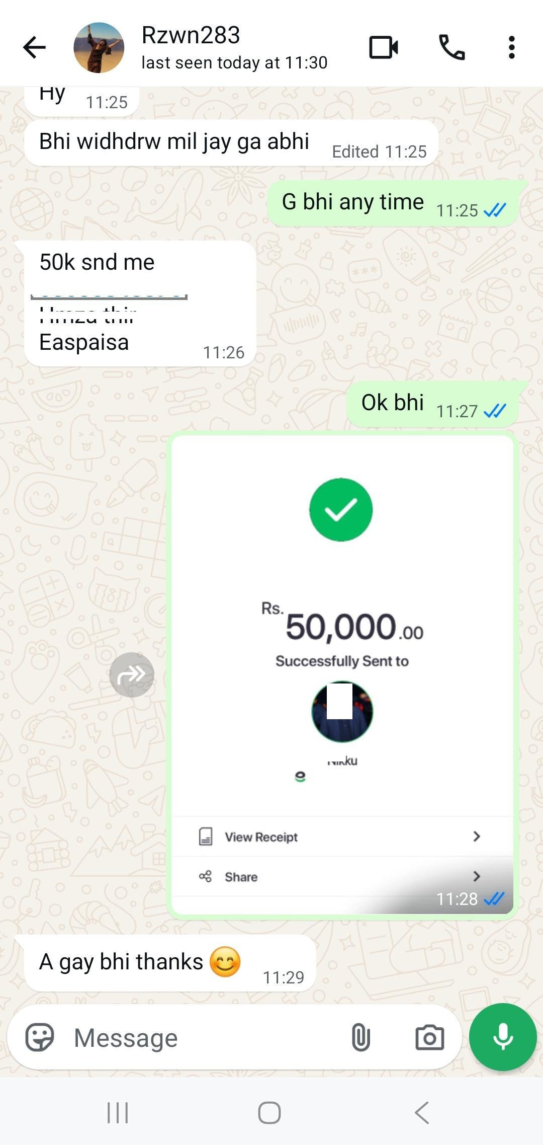 WhatsApp review screenshot
