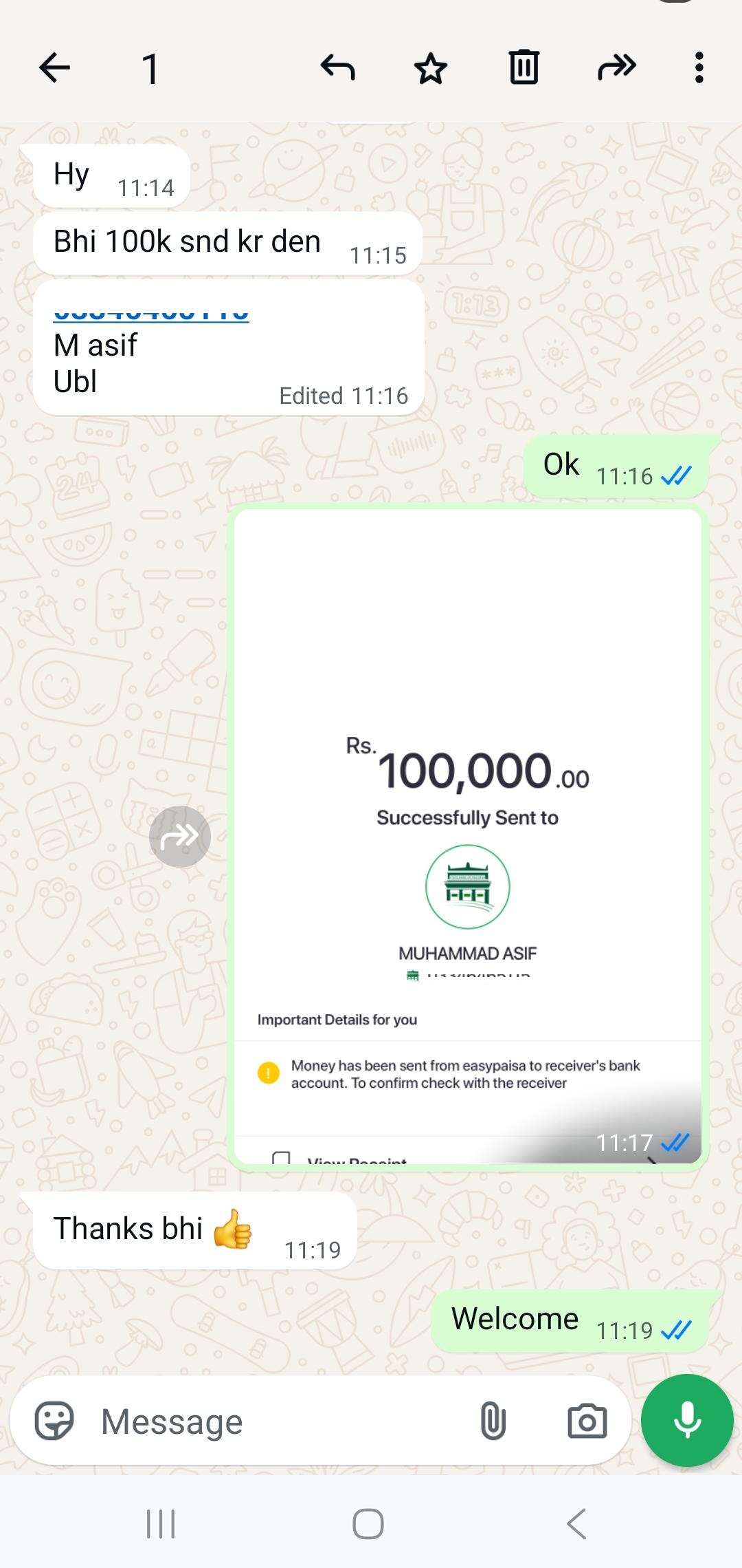WhatsApp review screenshot